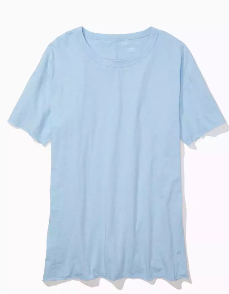 T Shirts American Eagle AE Oversized Tee Bleu Femme | KCO-37911595